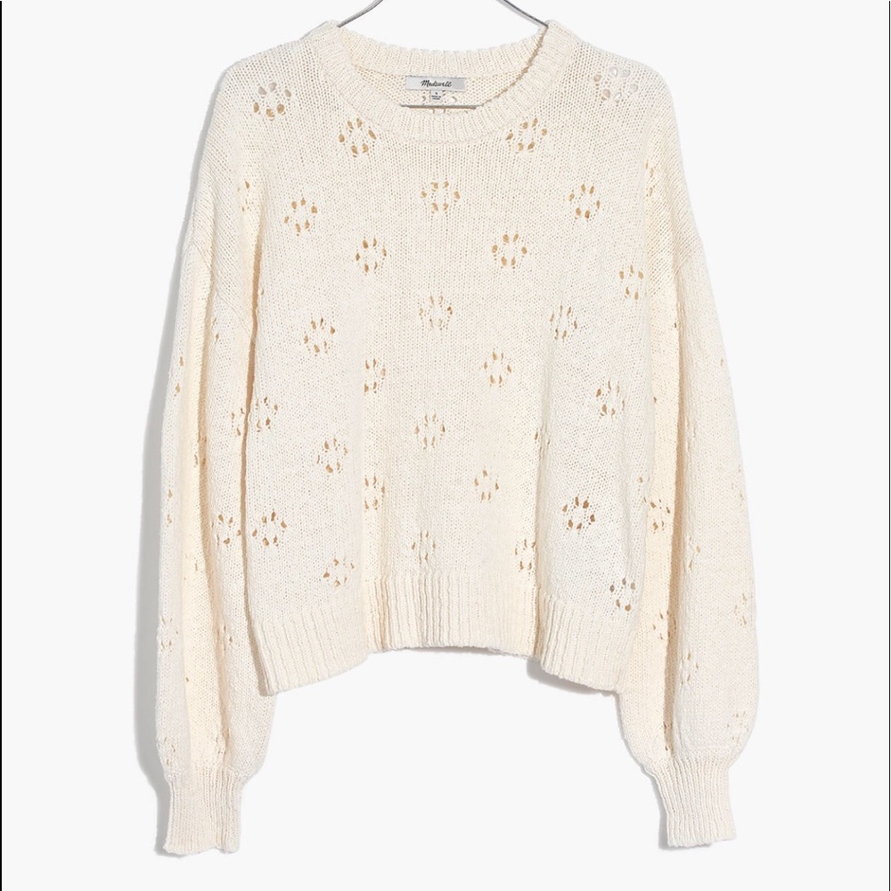 Madewell floral pointelle pullover sweater
